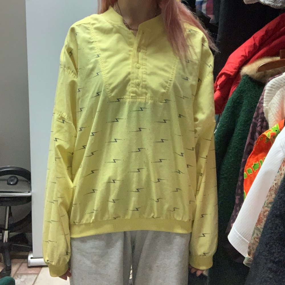 Vintage 80s Street Scenes Yellow Lighting Bolt Long Sleeve